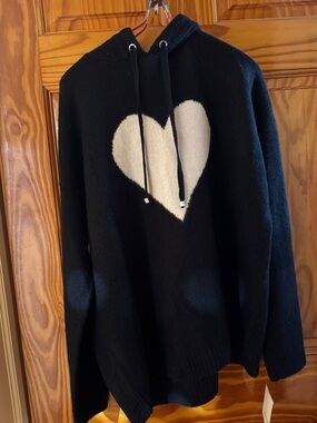 CeCe Black Hoodie Sweater with White Heart